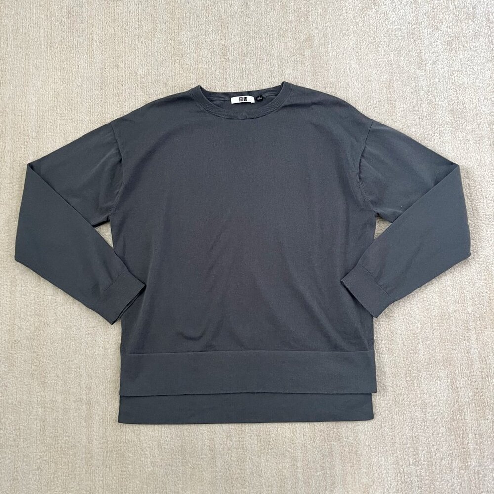 Uniqlo Grey Hilo Cotton Blend Sweater Knit Top M